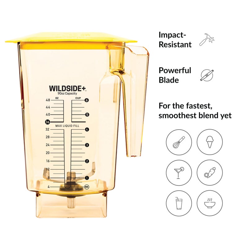 Blendtec WildSide+, Blender Jar, Commercial Grade, Hard Lid, Yellow - Image 5